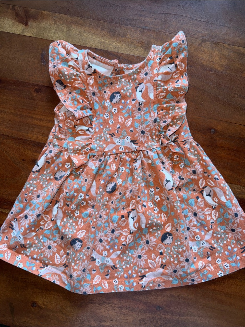 Max Studio Coral Floral & Bird Ruffle Sleeve Dress